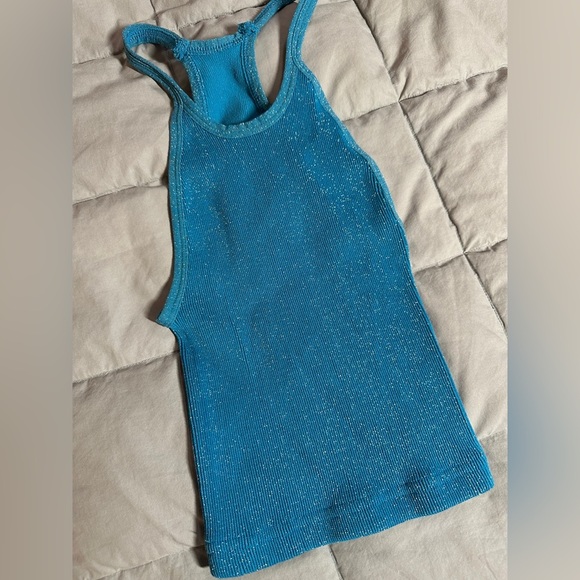 free peoples movement blue sparkly crop tank top size m/l - Picture 2 of 4